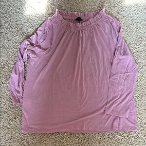 Pink Mock Neck Bell Sleeve Blouse